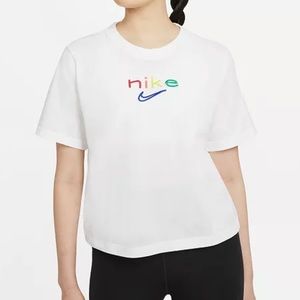 New Nike logo embroidered white tee shirt